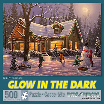 Bits And Pieces – 500 Piece Jigsaw Puzzle For Adults – Glow In The Dark Jigsaw Puzzle - Family Traditions - Jigsaw Puzzles By Artist Geno Peoples, Completed Puzzle Size: 18' X 24'