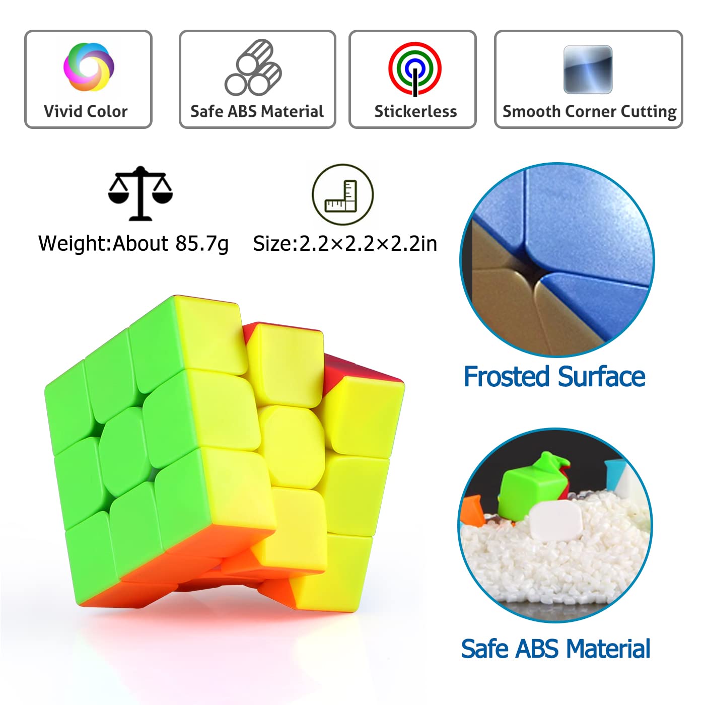 Full Size 3X3X3 Speed Cube Set, 2.2In Puzzle Party Favors Toy Stickerless Magic Cube Set, School Classroom Prize For Students, Birthday Party Stocking Stuffers Gifts For Kids Teens Adults(6 Pack)