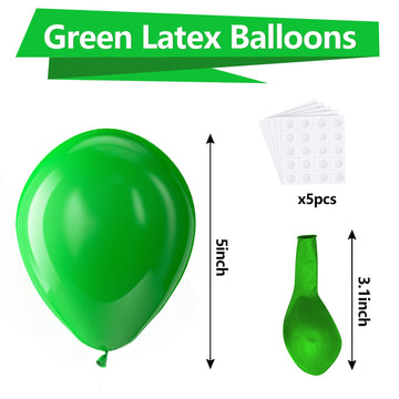 Bezente Green Balloons Latex Party Balloons - 150 Pack 5 Inch Matte Small Light Green Helium Balloons For Birthday Baby Shower C
