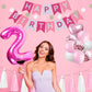 Sweet 33Rd Birthday Decorations For Women, Pink And White 33 Happy Birthday Balloons, 33Th Birthday Party Supplies Including Pin