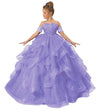 Zpvp Princess Flower Girl Dress For Wedding Long Tulle Girls Pageant Dress Puffy Ruffles Beaded Appliques Party Costumes Lavende