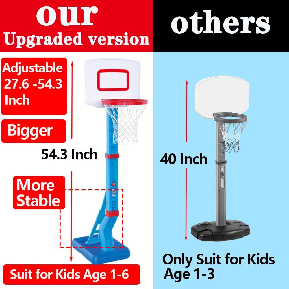 Toddler Basketball Hoop Height Adjustable Kids Basketball Hoop For Indoor Outdoor Play Portable Basketball Goal Poolside Basketball Hoop For Swimming Pool Basketball Toy For Kids Age 1-3 2-4 4-8