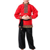 Boys 2 Piece Russian Dance Outfits Performance Costume Traditional Dancewear With Belt, Red, 180Cm