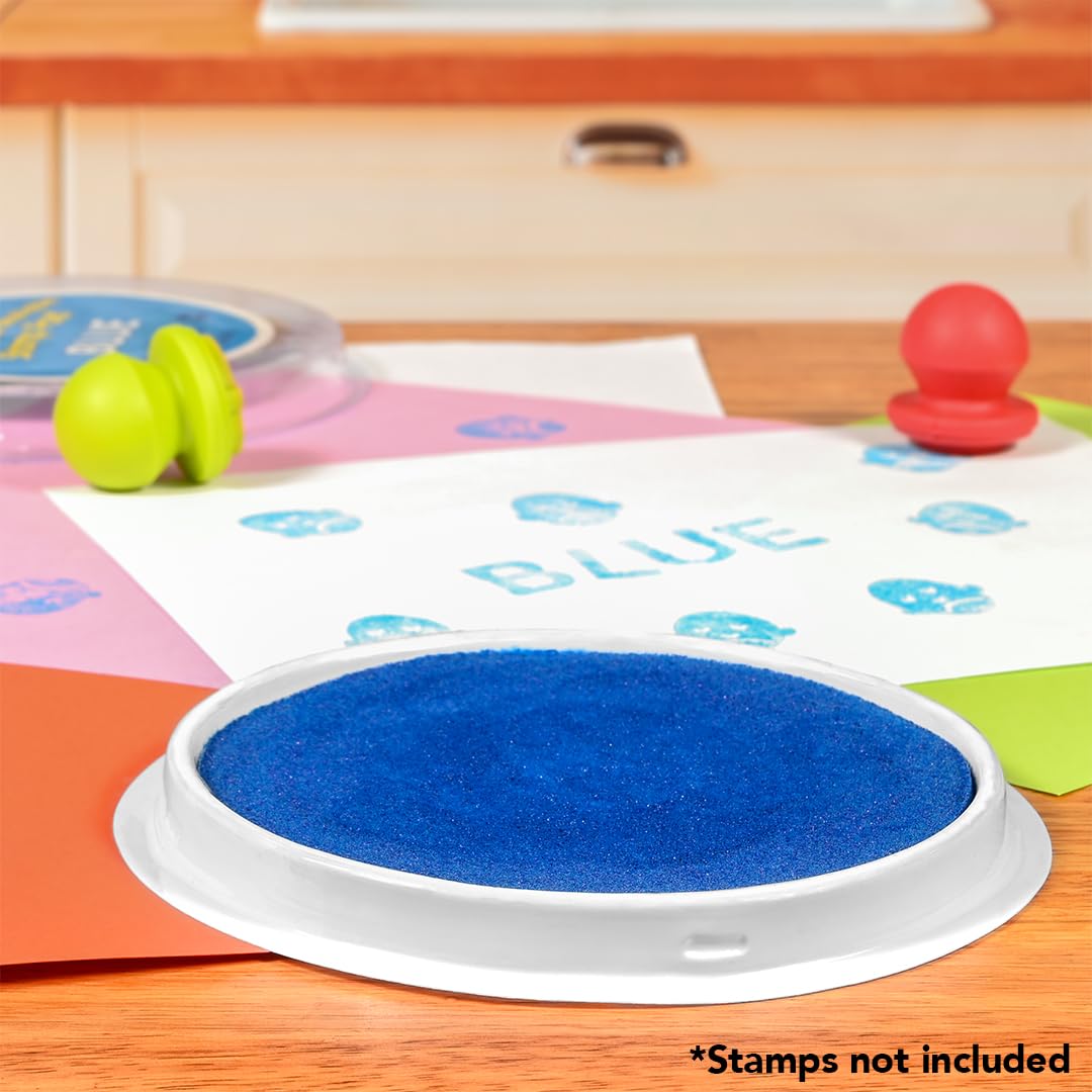 READY 2 LEARN Jumbo Circular Washable Stamp Pad - Blue - 5.75 dia. - Non-Toxic - Fade Resistant - Ideal Size for Handprints and