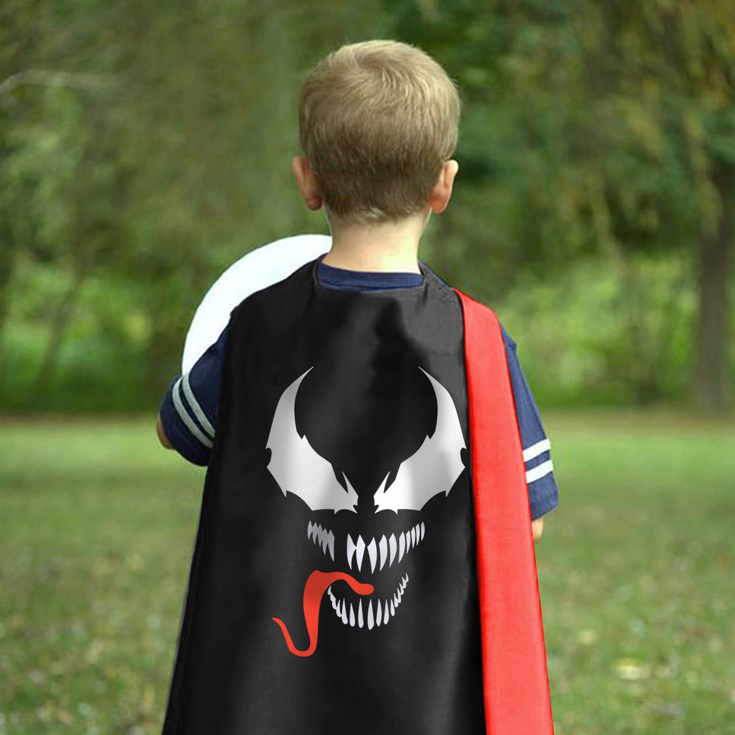 Mizzuco Superhero Capes For Kids Superhero Cloak With Mask And Waistband Halloween Costumes And Party Dress Up Gift For Boys And Girls (Black+White+R)