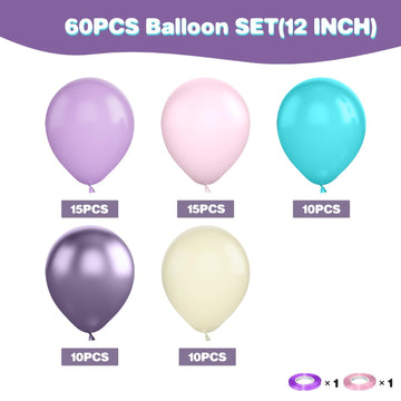 Pink Blue Purple Balloon,60 Pcs 12 Inches Metallic Purple Sand White Balloons For Kids Butterfly Birthday Decorations Birthday Balloons Baby Shower Engagement Party Supplies