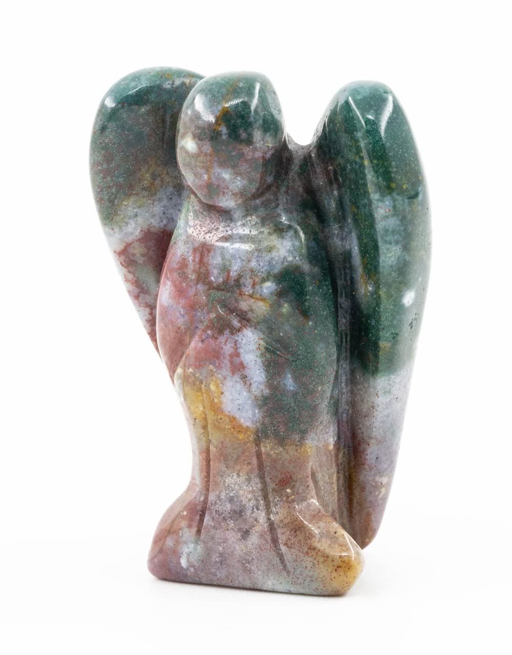Ouubuuy Indian Agate Crystal Angel Figurines Statues 4 pcs Natural Gemstone Carved Pocket Guardian Angel 1.5 inch for Healing Re