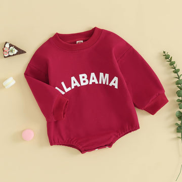 Fybitbo My First Christmas Baby Girl Boy Outfit Sweatshirt Romper Sweater Onesie Long Sleeve Bodysuit Fall Clothes (Red-Alabama,