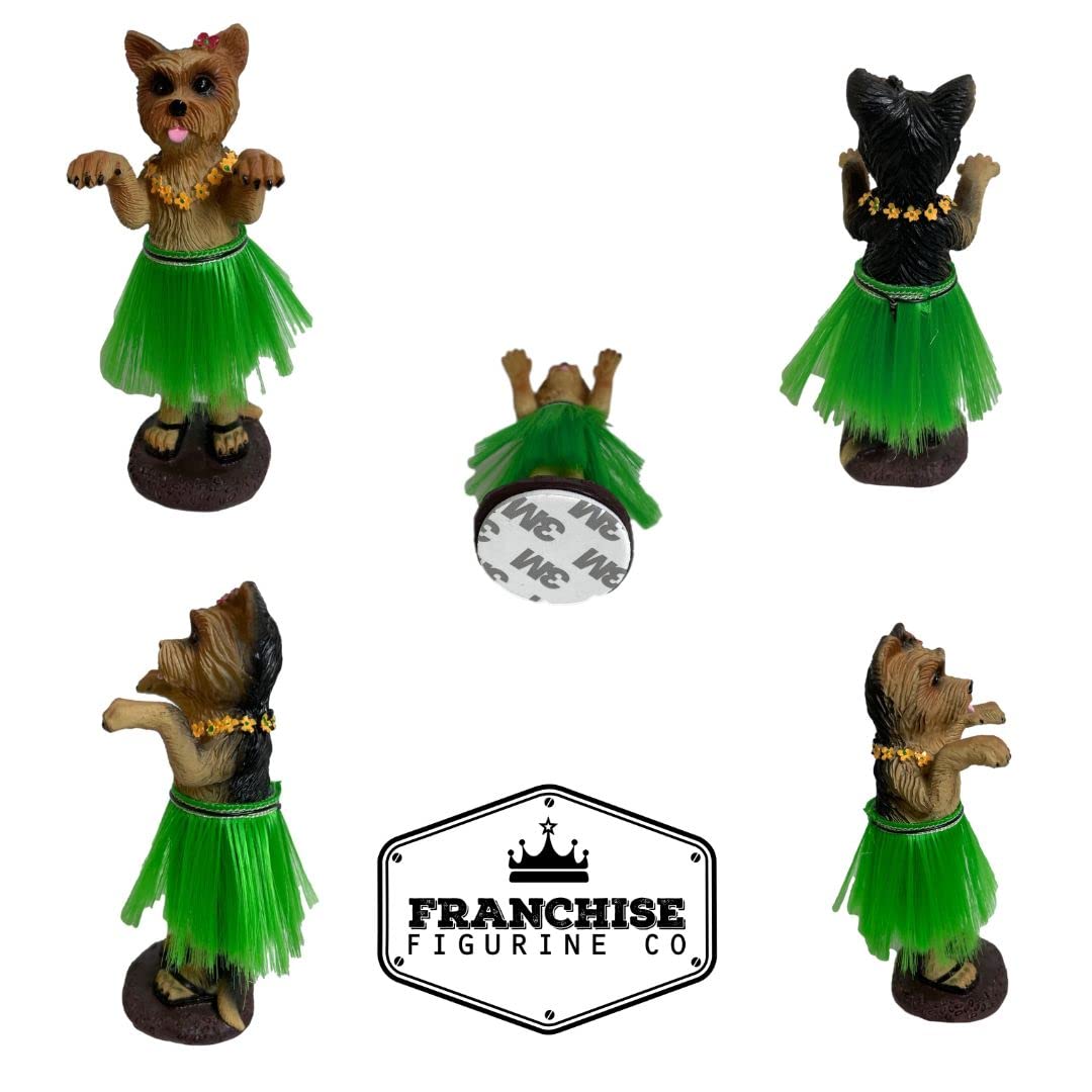 Yorkieshire Terrier Polyresin Figurine Hula Dog For Car Dashboard