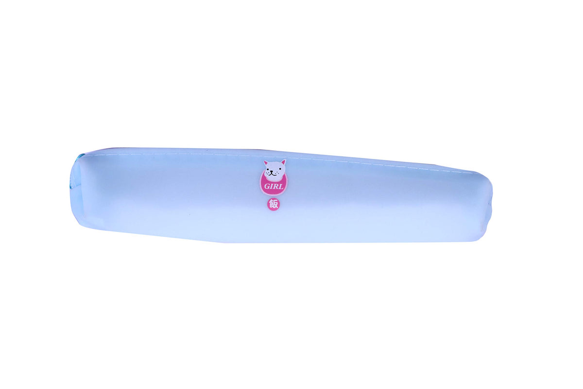 CRAFTY BUG Silicone Craftybug Silicon Slim Series Zipper Pen Pencil Stationery Pouch (Light Blue) || Lightweight Zipper Pouch Pe