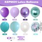 Mermaid Balloons, 60Pcs 12 Inch Purple Teal And White Balloon Set With Metallic Purple Green Balloons Teal Purple Confetti Balloons, Purple Teal Pearl White Balloons For Birthday Wedding Mermaid Party