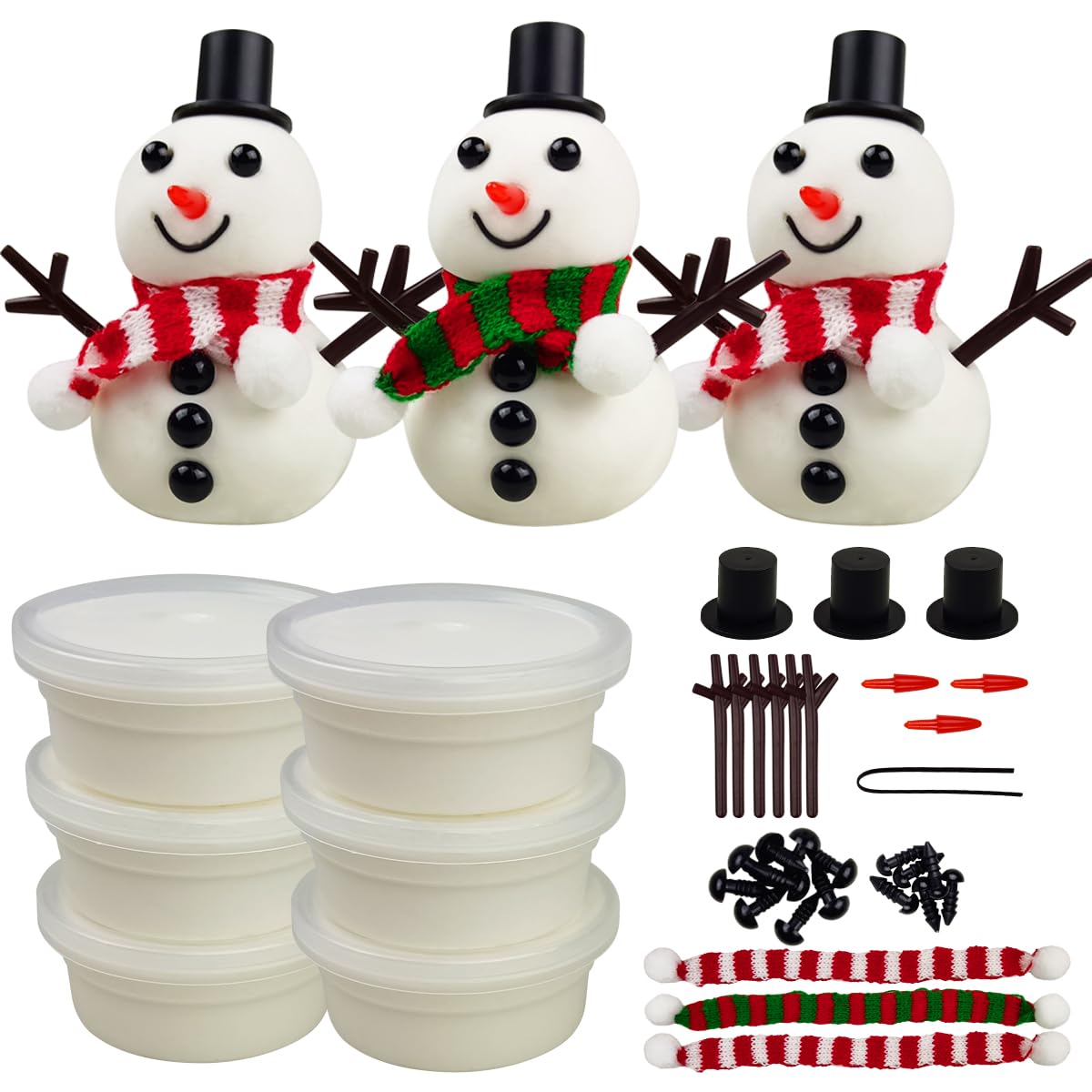QINGQIU DIY Your Own Snowman Kit Molding Clay Build a Snowman Crafts Toy for Kids Boys Girls Christmas Stocking Stuffers Gifts
