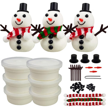 QINGQIU DIY Your Own Snowman Kit Molding Clay Build a Snowman Crafts Toy for Kids Boys Girls Christmas Stocking Stuffers Gifts