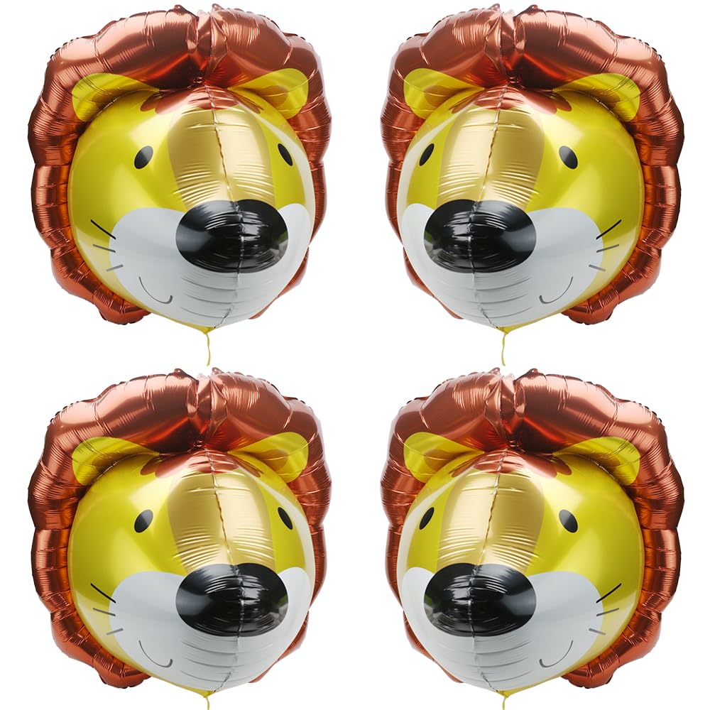 Giant 4D Safari Jungle Animal Lion Head Balloons Woodland Forest Lion Balloons Baby Shower Party Supplies Birthday Decorations,