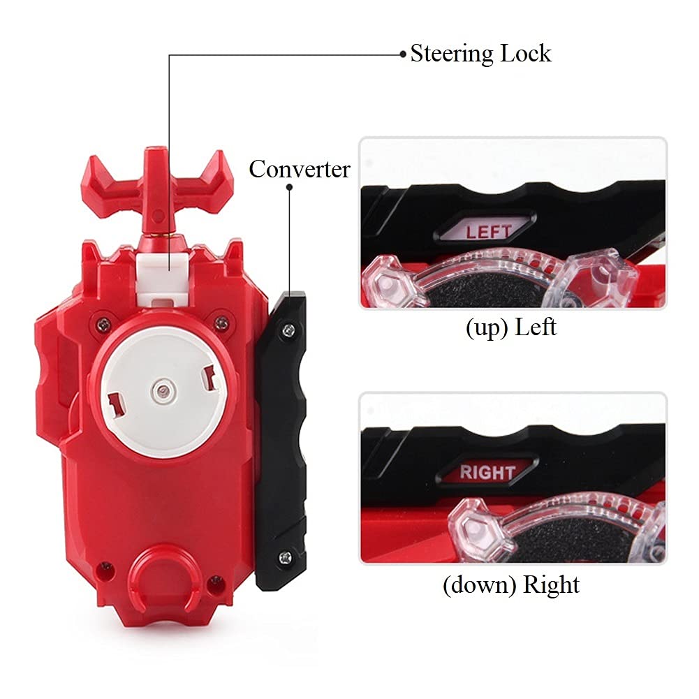 Battling Sparking String Launcher  World Spriggan Top Burst Launcher Set  Left and Right Spin String Launcher Grip Compatible with All Bey Burst Series - Red