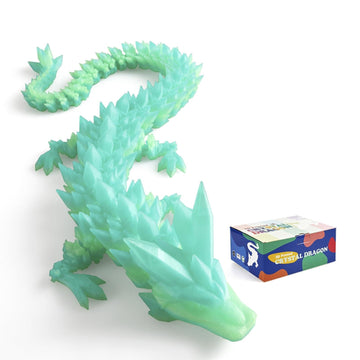 Rwsefk 30 In 3D Printed Dragon, 30Inch Dragon,3D Dragon Toy,Large Dragon Present,Ariculated Crystal Dragon (Gradient Blue-Green,