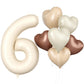 Biapian 40 Inch Cream Number 6 Balloons, Cream White Large 6Th Birthday Balloons With 18'' Foil Cream Heart Balloon Helium For 6