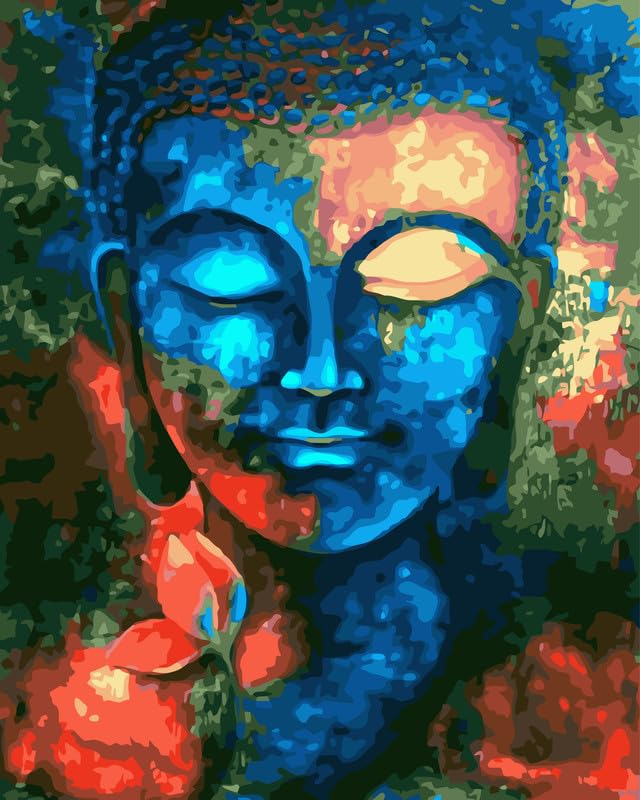 Tulip N Turtle Buddha Diy Acrylic Paint By Number Kit For Adults Beginner Canvas Painting By Number Acrylic Painting. Wall Decor