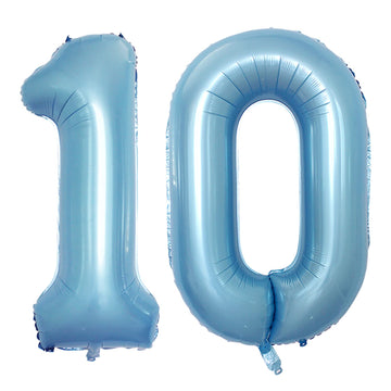 Goer Number 10 Balloons For 10Th Birthday Party Decorations,42 Inch Jumbo Foil Helium Balloons For 10Th Anniversary (Light Blue)