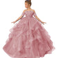 Zpvp Princess Flower Girl Dress For Wedding Long Tulle Girls Pageant Dress Puffy Ruffles Beaded Appliques Party Costumes Dusty R