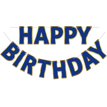 Litaus, Navy Blue Happy Birthday Banner - Pre-Strung, 9 Ft, No Diy | Birthday Decorations | Happy Birthday Sign For Birthday Dec