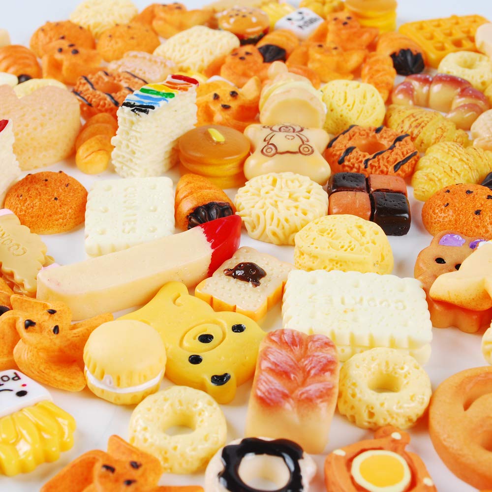 NWFashion 112PCS Miniature Decor Dessert Pastry Toy Food Cake Topper Scrapbooking Shoe Decoration Charms(Bread)