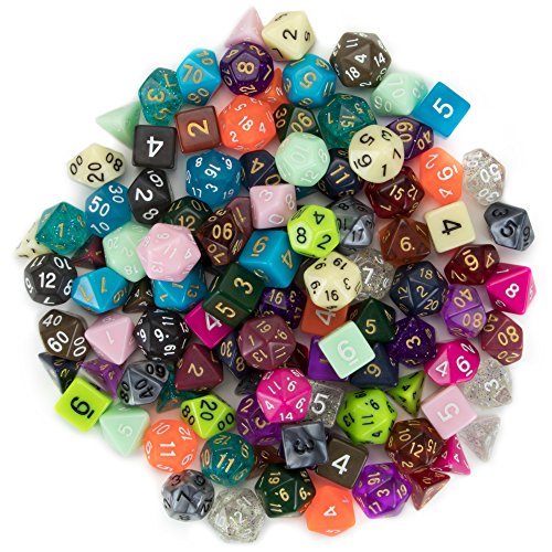 Wiz Dice Series Iii 100+ Pack Of Random Polyhedral Dice Sets, New Neon, Pearl, Translucent, Solid, And Glitter Treatments