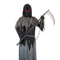 Grim Reaper Halloween Costume With Glowing Red Eyes For Kids, Scythe Included (Gray, X-Large)