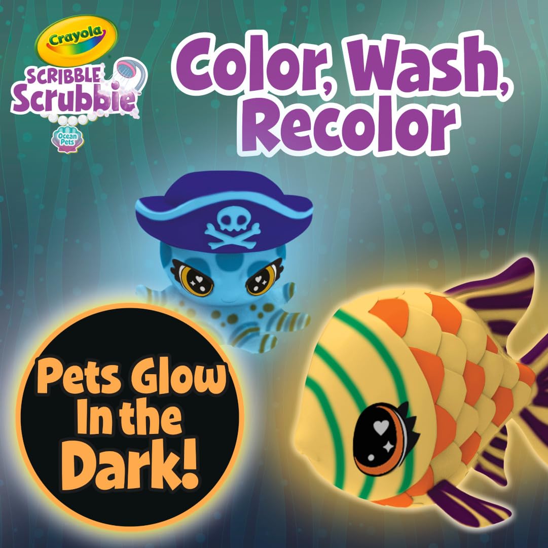 Crayola Scribble Scrubbie Glow Lagoon Pets, Sea Animal Toys, Gifts For For Boys & Girls, 3+