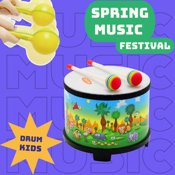Crafteem Floor Tom Drum For Kids 8-Inch Percussion Instrument Music Drum With 2 Mallets And Color Maracas For Baby Children Spec