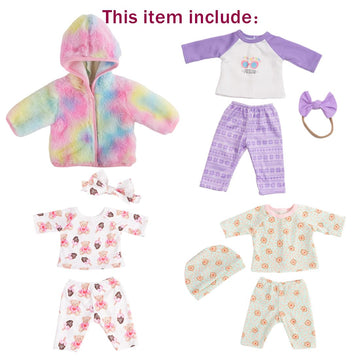 Sweet Dolly Doll Clothes New Born Baby Doll Clothes, Coat, Pajamas, Bodysuits Outfits For 14 Inches To 18 Inches Dolls, 15 Inch
