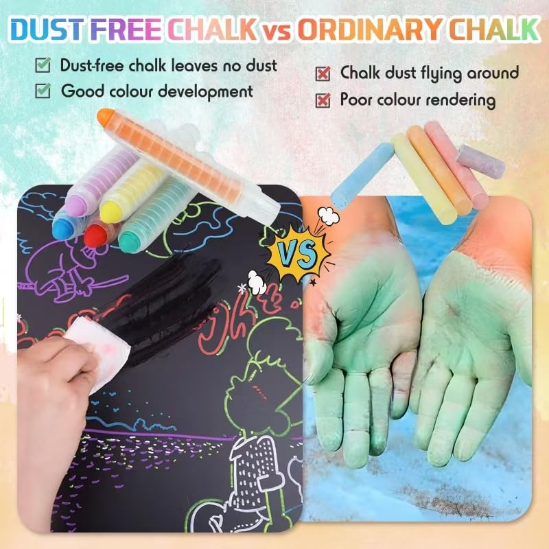 Haoyond Dustless Chalk for Kids, Non-Toxic Washable Toddlers Chalks, Chalkboard Chalk Pen With Holder for Blackboard Drawing Wri