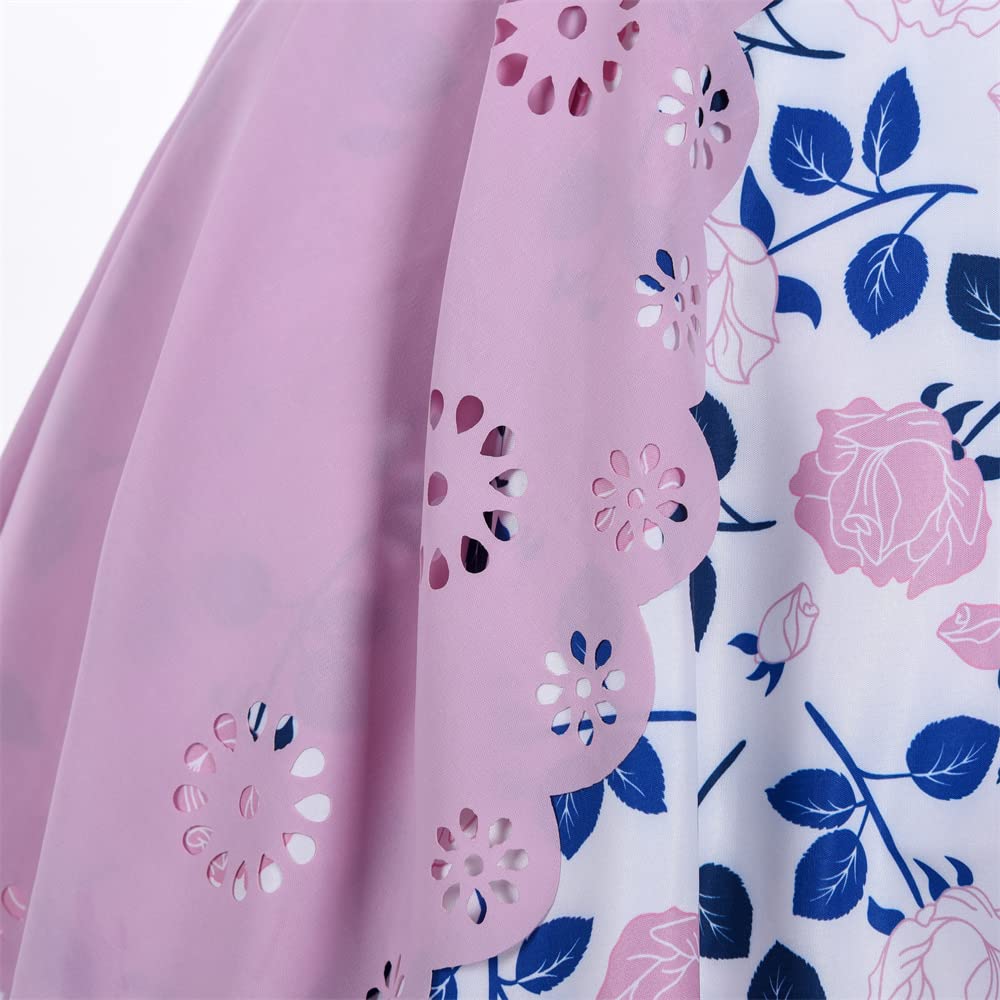 Cosplay Life Floral Dress for Girls and Young mature-themeds Fashion Flower Waistline Kids Party Festival Dress Ages 5-9 Years Old (Onion  5YRS)