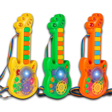 Gooyo Gy-999-62 Battery Operated Musical Toy Guitar With 8 Keys & 3D Gear & Flash Light Effects For Kids/Baby/Girls/Boys/Gifts/T