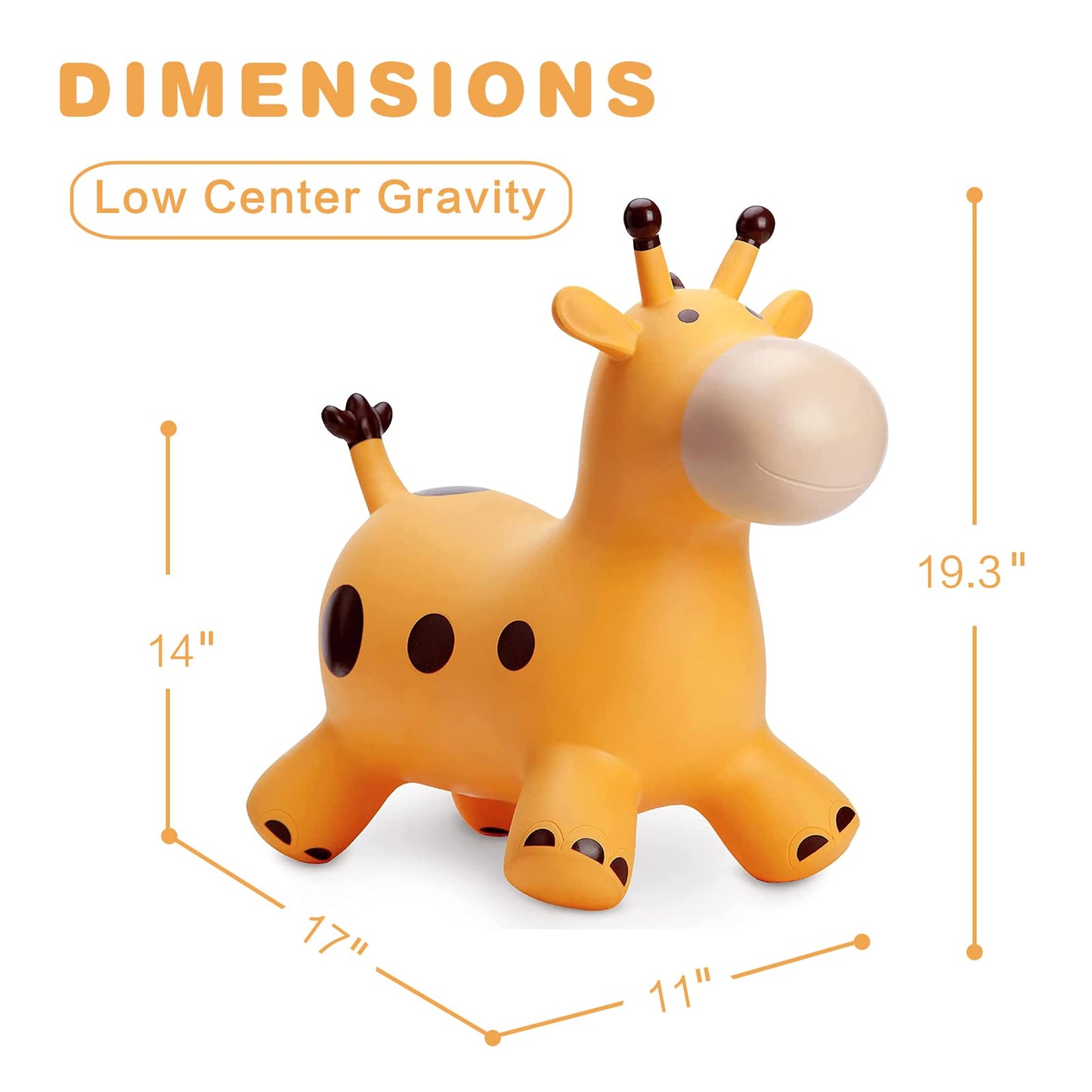 Hotmax Bouncy Horse, Inflatable Bouncing Animals Hopper For Toddlers Or Kids, Ride On Rubber Jumping Toys For Boy Or Girl Birthday Gift (Giraffe)