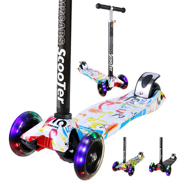 Amzcars Kick Scooter For Kids, 3 Wheels Toddlers Scooter For 6 Years Old Boys Girls Learn To Steer, Kids Scooter 4 Adjustable He