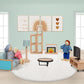 Giant Bean Wooden Dollhouse Furniture Set, 36pcs with 4 Family Dolls, Small Pretend Play Toys for Boys & Girls 3Y+
