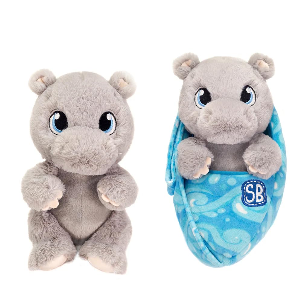 The Trendy Turtle Personalized Hippopotomus Swaddle Baby - Stuffed Animal Keepspirit-inspired flavor and Pouch with Custom Name - 9.5 Inch
