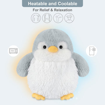 Suzzipals Heatable & Coolable Stuffed Penguin Plush, Microwavable Stuffed Animal Heating Pad For Cramps & Pain Relief, Cute Plus