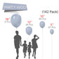 Partywoo Light Blue Grey Balloons, 142 Pcs Boho Blue Balloons Different Sizes Pack Of 18 Inch 12 Inch 10 Inch 5 Inch Pale Blue Balloons For Balloon Garland Balloon Arch As Party Decorations, Blue-F51