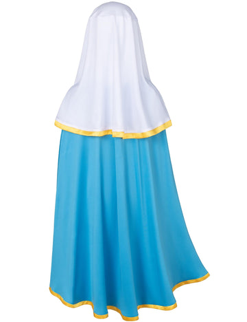 Irtysh Classic Girl Biblical Religious Virgin Mary Costume Fancy Dress Costume Headwrap Hat Waist Rope Set(6-7Years)
