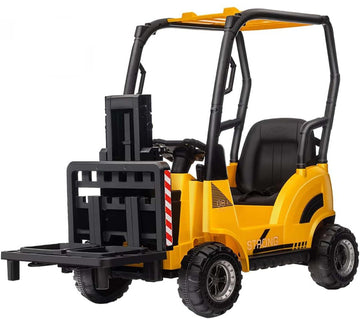 12V Kids Ride On Forklift Car With Tent, Toddles Electric Construction Car With Remote Control, Lifting Fork And Pallet, Low-Pow