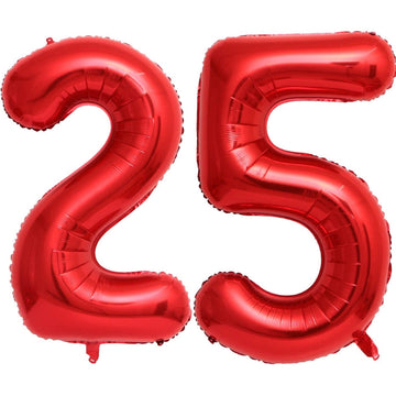 40 Inch Red 25 Number Balloons Giant Jumbo Huge 25 Or 52 Foil Mylar Helium Number Digital Balloons Red Birthday Mylar Digital Ba