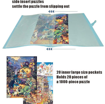 Generic Aozznest Puzzle Storage Folder Space-Saving Storage Puzzle Folder 20 Puzzles Storage Pockets Horizontal Insert Puzzles S