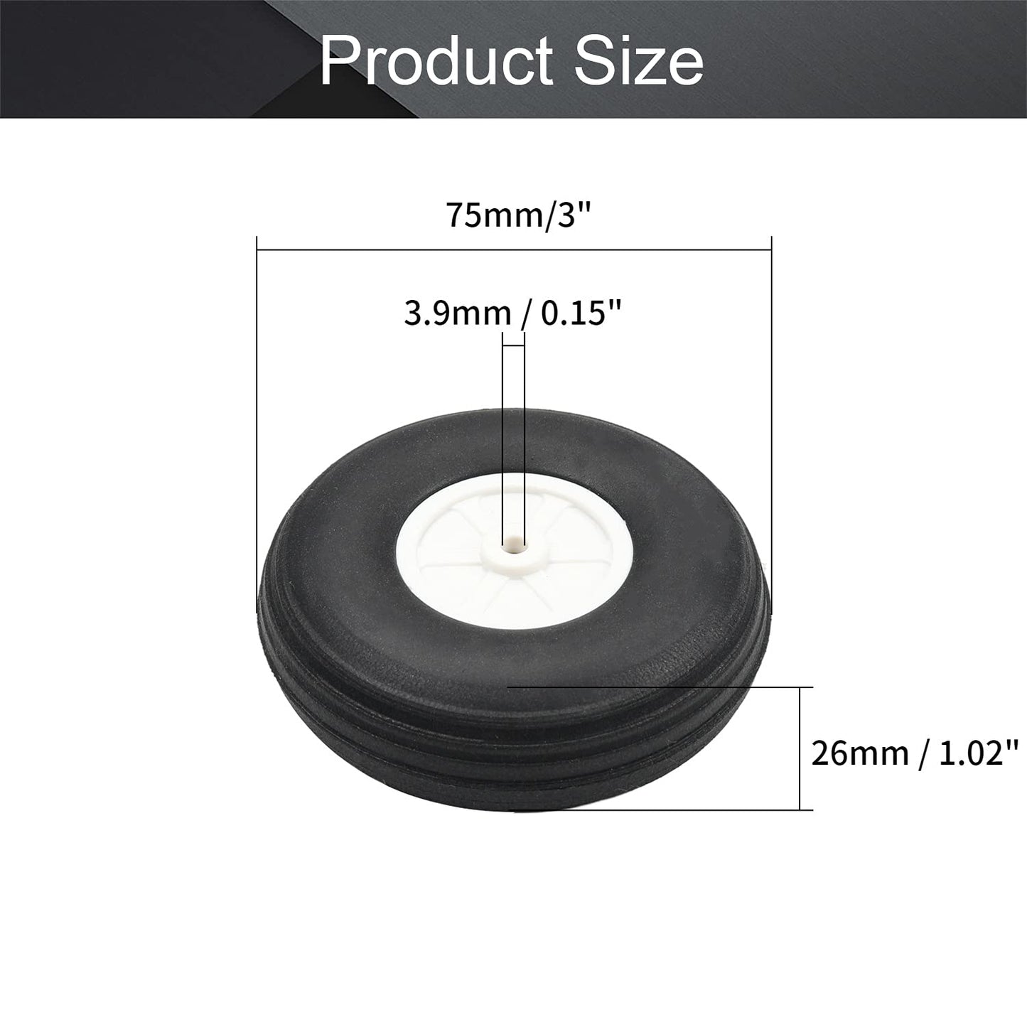 Fielect 3 inch RC Model Airplane Sponge Tire Tail Wheel Set - PU Material, 2 Pcs, Model FLT20191202J-0050, Color: 3.9