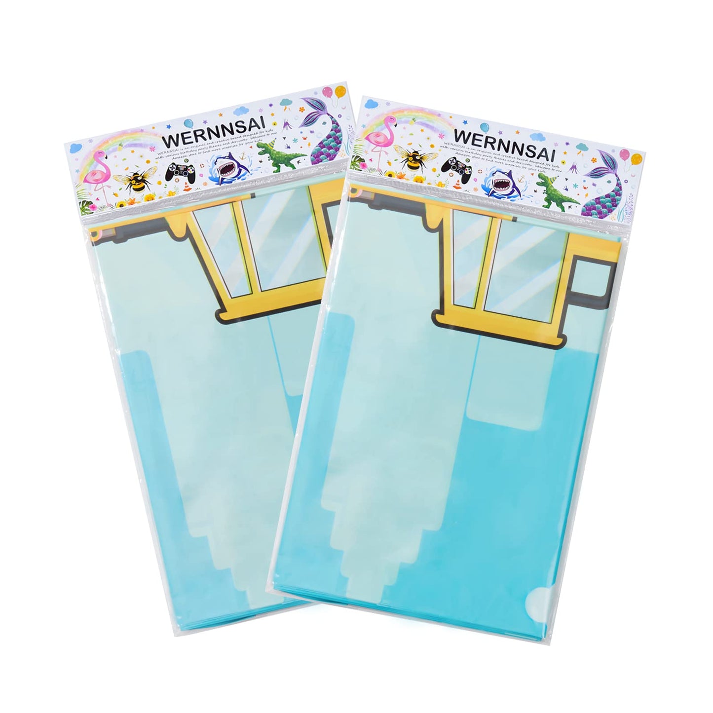 WERNNSAI 2 PCS Construction Table Cloth - Construction Birthday Party Supplies Plastic Dump Truck Tablecloth Excavator Table Cov