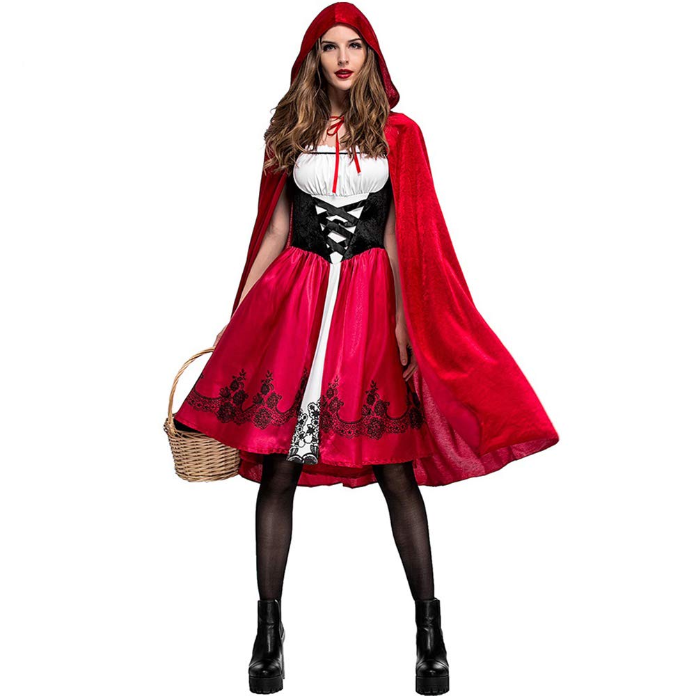 Little Red Riding Hood Costume, Family/School Cosplay Show, Halloween Masquerade Party (L)