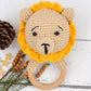 Love Crochet Art Animal Shape Crochet Rattle Cum Soft Toy For Infant, Kids & Babies, Early Age Gift Toys (Lion  Yellow)