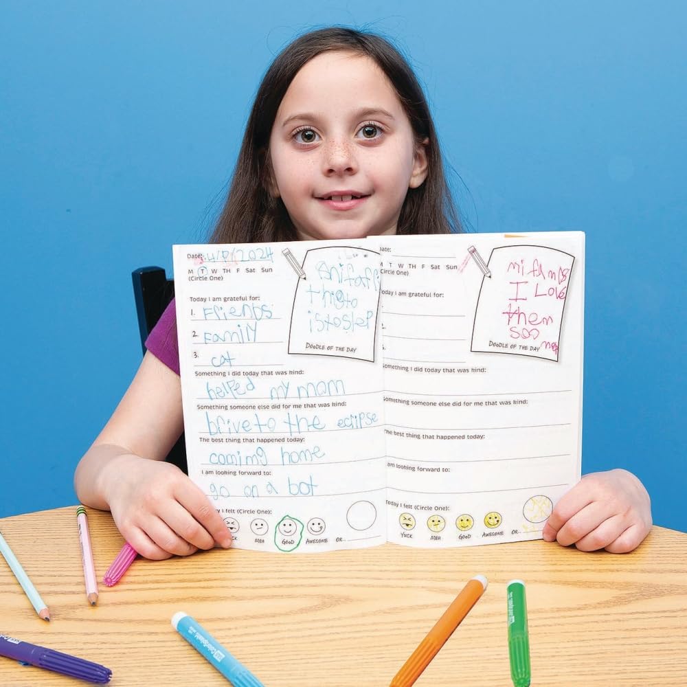 S&S Worldwide Kid'S Gratitude Journal Class Pack. Undated, 100-Pgs, Daily Prompts, Cover To Color, Inspiring Quotes, For Self-Es