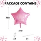 Pink Star Foil Balloons, 18 Inches Star Foil Balloons For Helium, 10 Pcs Light Pink Helium Birthday Balloons, Graduations Party